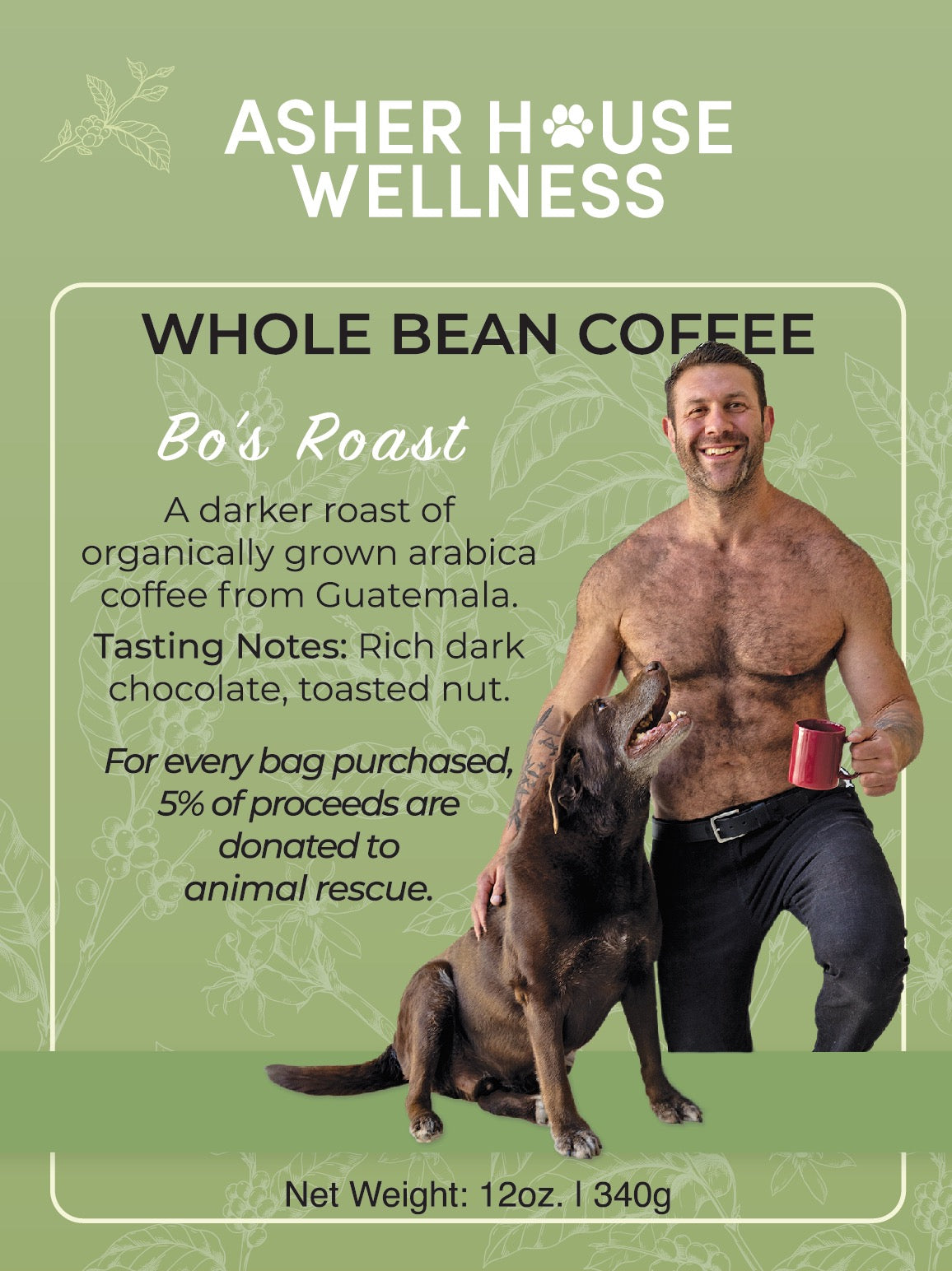 Asher House Wellness Bo's Dark Roast Organic Whole Bean Coffee